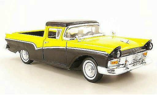Ford Ranchero Berline 1/18 Yat Ming zwart/geel 1957 modelauto