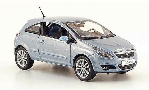 Opel Corsa Base 1/43 Norev grijs metallicblauw 3 turer 2006 modelauto