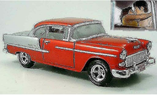 Chevrolet Bel Air Coupe 1/18 Ertl 1955 rood/grijs modelauto