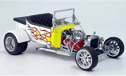 Ford Hot Rod 1925 1/18 Yat Ming t-bucket wit avec geelen flammen open modelauto