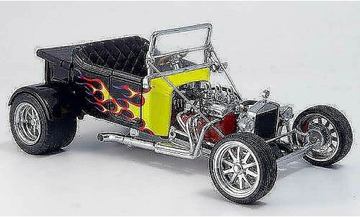 Ford Hot Rod 1925 1/18 Yat Ming t-bucket zwart avec geelen flammen open modelauto