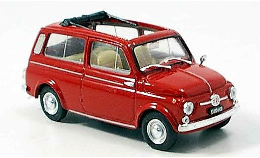 Fiat 500 Giardiniera 1/43 Brumm rood 1960 modelauto