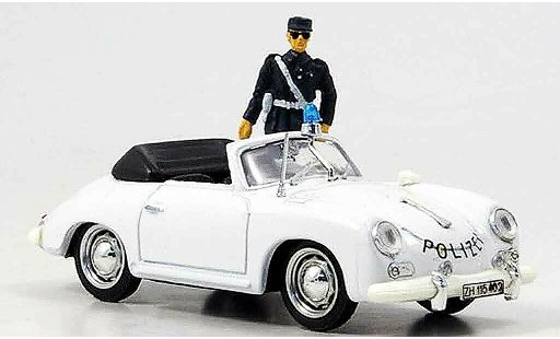 Porsche 356 1952 1/43 Brumm politie Schweiz avec Figur modelauto