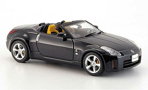 Nissan 350Z Roadster 1/43 Ebbro Fairlady zwart open 2005 modelauto