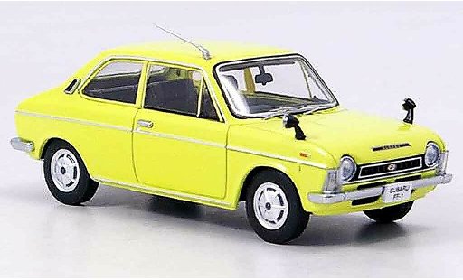 Subaru FF Sports 1/43 Ebbro 1 1100 geel 1969 modelauto