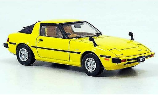 Mazda RX7 1978 1/43 Ebbro Savanna geel modelauto