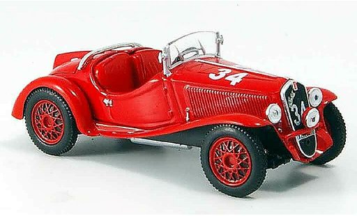 Fiat 508 Balilla 1/43 Norev Sport Mille Miglia rood 1937 modelauto