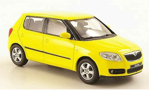 Skoda Fabia II 1/43 Abrex geel 2007 modelauto
