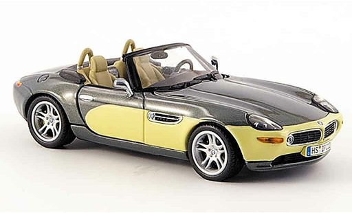 Bmw Z8 roadster 1/43 Minichamps grijs beige geoffnetes kap 1999 modelauto