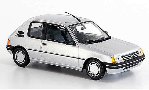 Peugeot 205 Base 1/43 Minichamps grijs metallic 1990 modelauto