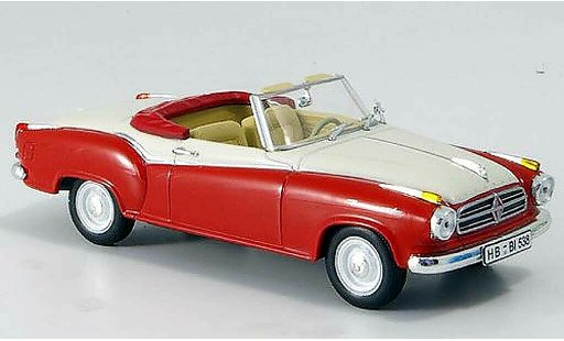 Borgward Isabella cabriolet 1/43 Norev rood/wit 1958 modelauto