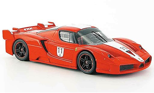 Ferrari Enzo FXX 1/43 Hot Wheels Elite no.11 signalrot avec witem strepen modelauto