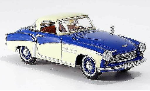 Wartburg 313 Base 1/43 IST Models Sport blauw beige 1957 modelauto