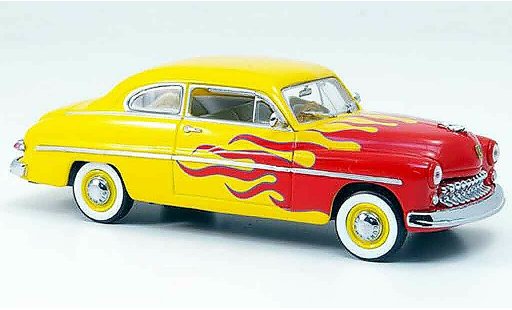 Mercury Club Coupe Hot Rod 1/43 Eagle rood avec geel 1949 modelauto