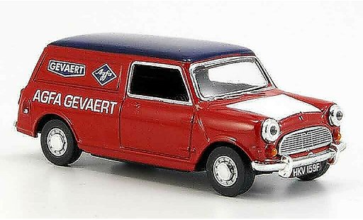 Austin Mini Van utilitaire 1/43 Oxford rood blauw Agfa Gevaert modelauto
