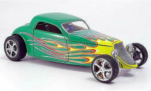 Ford Hot Rod 1933 1/18 Yat Ming coupe groen avec flammendesign modelauto
