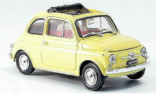 Fiat 500 F 1/43 Brumm geel geoffnetes vouwdak 1965 modelauto