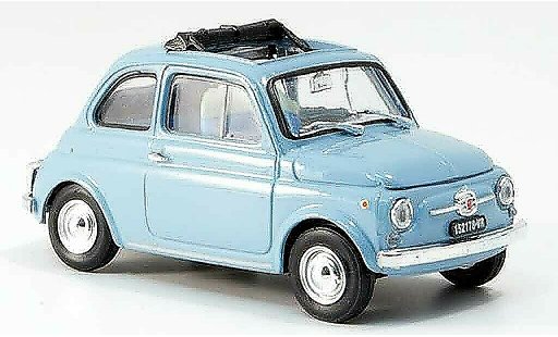 Fiat 500 F 1/43 Brumm himmelblauw geoffnetes vouwdak 1965 modelauto