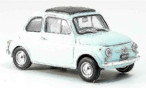 Fiat 500 F 1/43 Brumm blauw avec capote vouwdak 1965 modelauto