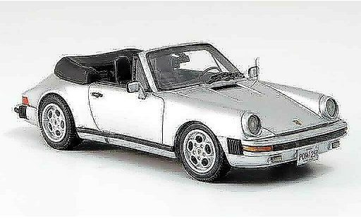 Porsche 911 Cabriolet 1/43 Neo Carrera Cabrio grijs metallic US Version 1985 modelauto