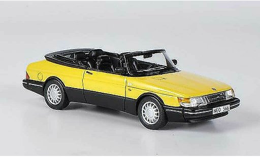 Saab 900 1987 1/43 Neo Cabriolet geel/zwart modelauto