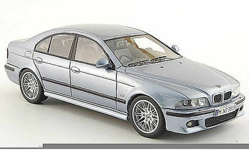 Bmw M5 berline 1/43 Neo E39 zilver blauw 2002 modelauto
