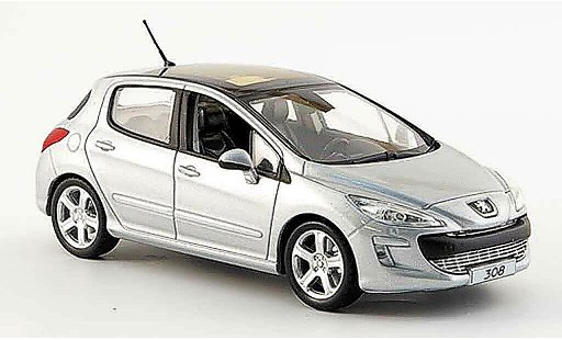 Peugeot 308 Feline 1/43 Norev grijs 5portes 2007 modelauto