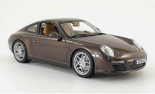 Porsche 911 Carrera 1/18 Norev bruin 2008 modelauto