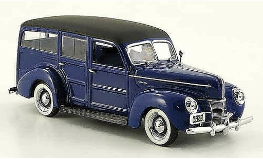 Ford 1940 Woody 1/43 Minichamps V8 De Luxe blauw modelauto