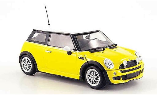 Mini One Base 1/43 Minichamps geel wit avec Aerodynamic Paket 2002 modelauto