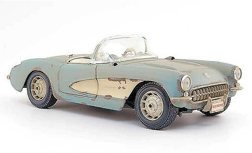 Chevrolet Corvette Convertible 1/18 Maisto C1 cabriolet blauw als scheunenfund 1957 modelauto
