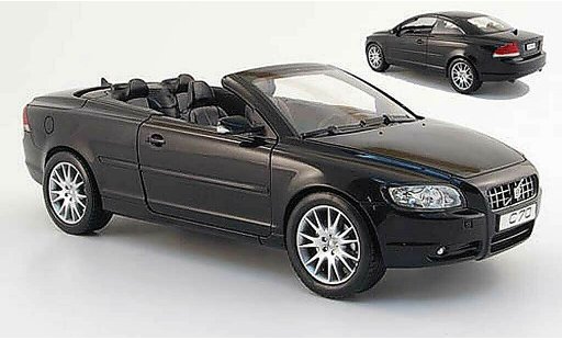 Volvo C70 Cabriolet 1/18 Powco zwart 2006 modelauto