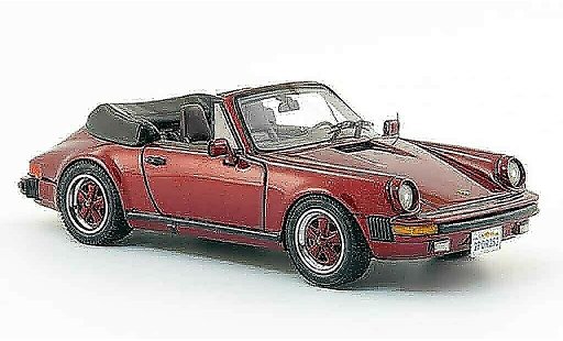 Porsche 911 Cabriolet 1/43 Neo Carrera Cabrio rood US Version 1985 modelauto