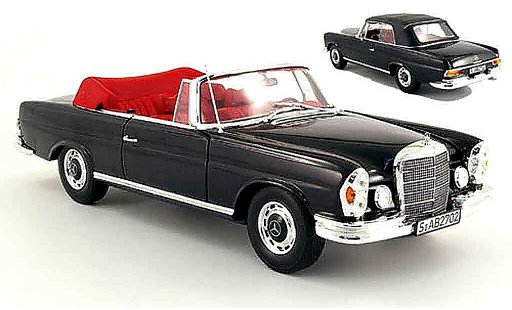 Mercedes 280 1969 1/18 Norev se (w 111) cabriolet zwart modelauto