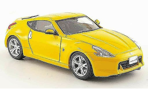 Nissan 370Z Base 1/43 Ebbro Fairlady Z geel 2008 modelauto