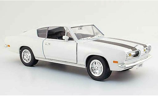 Plymouth Barracuda 1969 1/18 Yat Ming wit avec bandes zwarts modelauto