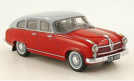Borgward Hansa 2400 berline 1/43 Neo rood/grijs 1955 modelauto
