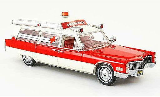 Cadillac S & S ambulance 1/43 Neo rood wit edition liavecee 1966 modelauto