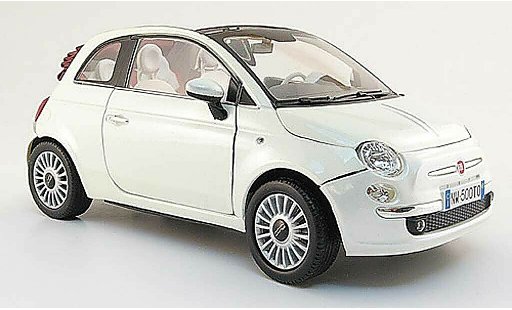 Fiat 500 Cabrio 1/18 Mondo Motors cabriolet wit 2009 modelauto