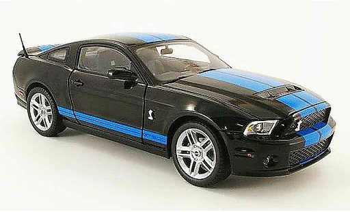 Shelby GT 500 2010 1/18 Shelby Collectibles zwart avec blauwn bandes modelauto