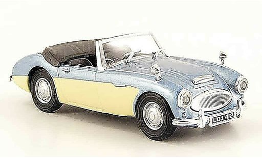 Austin Healey 100 /6 od bn6 1/43 Cararama grijs metallic blauw beige modelauto