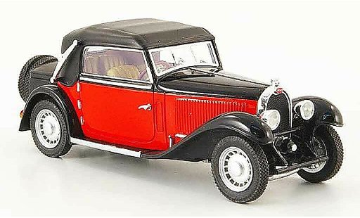 Bugatti 49 cabriolet 1/43 Luxcar rood zwart gesloten 1934 modelauto
