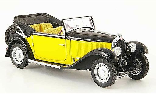 Bugatti Type 59 cabriolet 1/43 Luxcar geel zwart 1934 modelauto