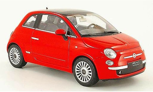 Fiat 500 Base 1/18 Welly rood 2007 modelauto