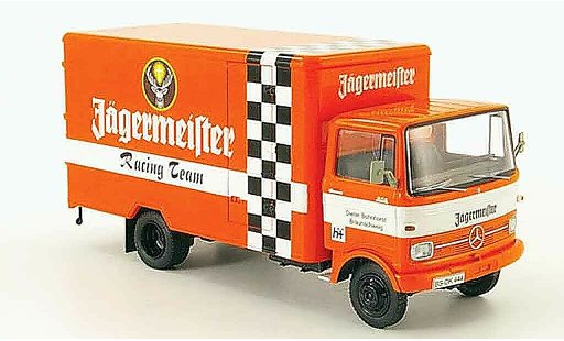 Mercedes LP 608 Kastenwagen 1/43 Schuco bestelwagen Jagermeister Racing Team modelauto