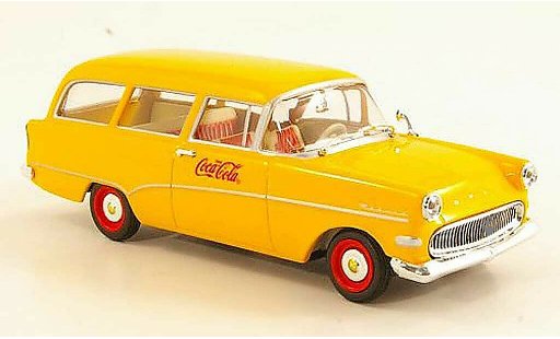 Opel Rekord P1 1/43 Minichamps CarAVan Coca-Cola geel 1958 modelauto