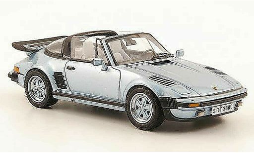 Porsche 911 Turbo 1/43 Neo SE Targa Flatnose blauw 1987 modelauto