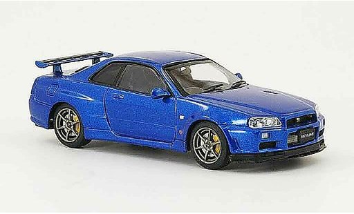 Nissan Skyline R34 1/43 Ebbro GT R V Spec II blauw 2001 02 modelauto