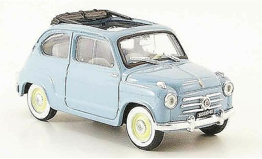 Fiat 600 Berlina 1/43 Brumm (Serie 1) grijsblauw open 1956 modelauto