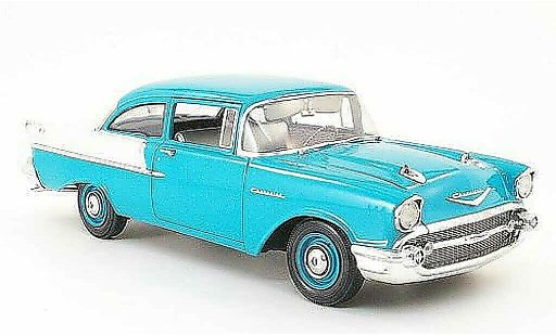 Chevrolet Bel Air Sedan 1/18 Highway 61 1957 150 utility turquoise/grijs 2 portes modelauto